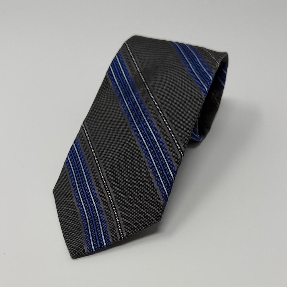 Brooks Brothers Men's 100% Silk Stripe Tie - Gray/Blue - New with tags
